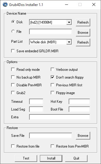 Grub4DOS GUI Grub4DOS GUI