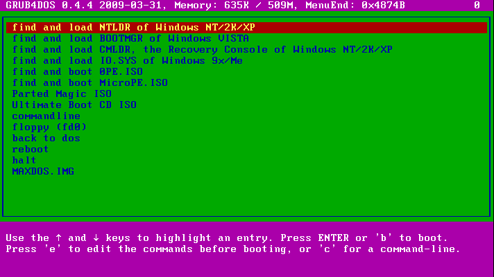 Grub4DOS List Grub4DOS List