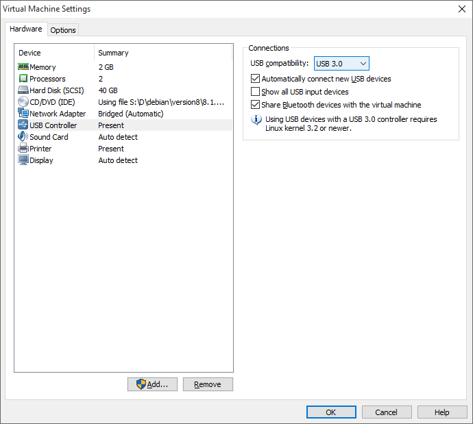 VM Settings VM Settings