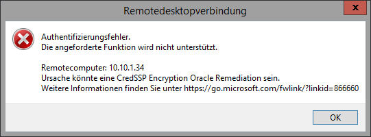 Authentifizierungsfehler CredSSP