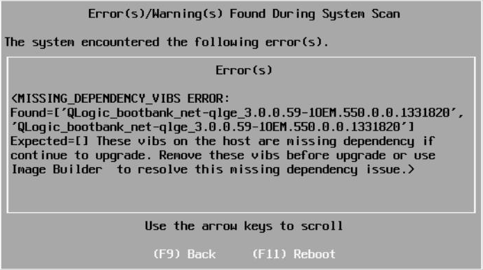 vSphere Upgrade VIB Error